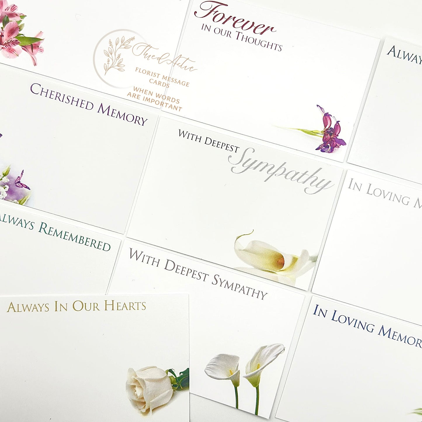 Funeral (Pack of 10 Assorted) Floral Cards 6 x 9cm