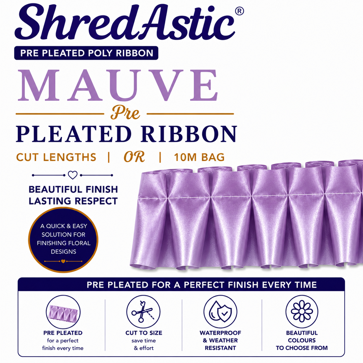 Mauve - Pre Pleated Ribbon