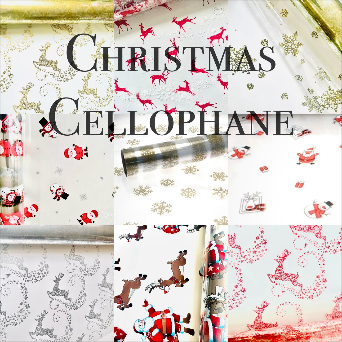 Santa Snowman Snowflakes Christmas Cellophane