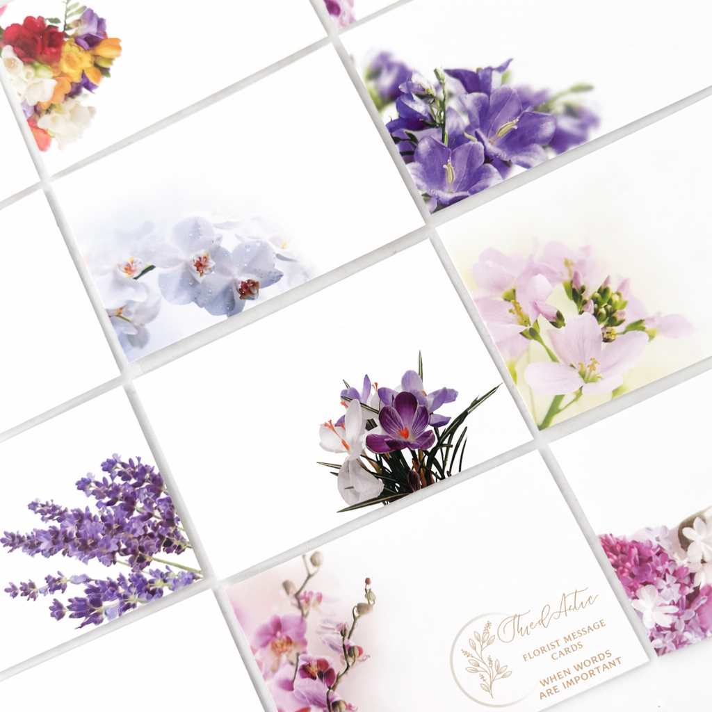 Purples & Lilacs (Pack of 12) Floristry Cards 6 x 9cm