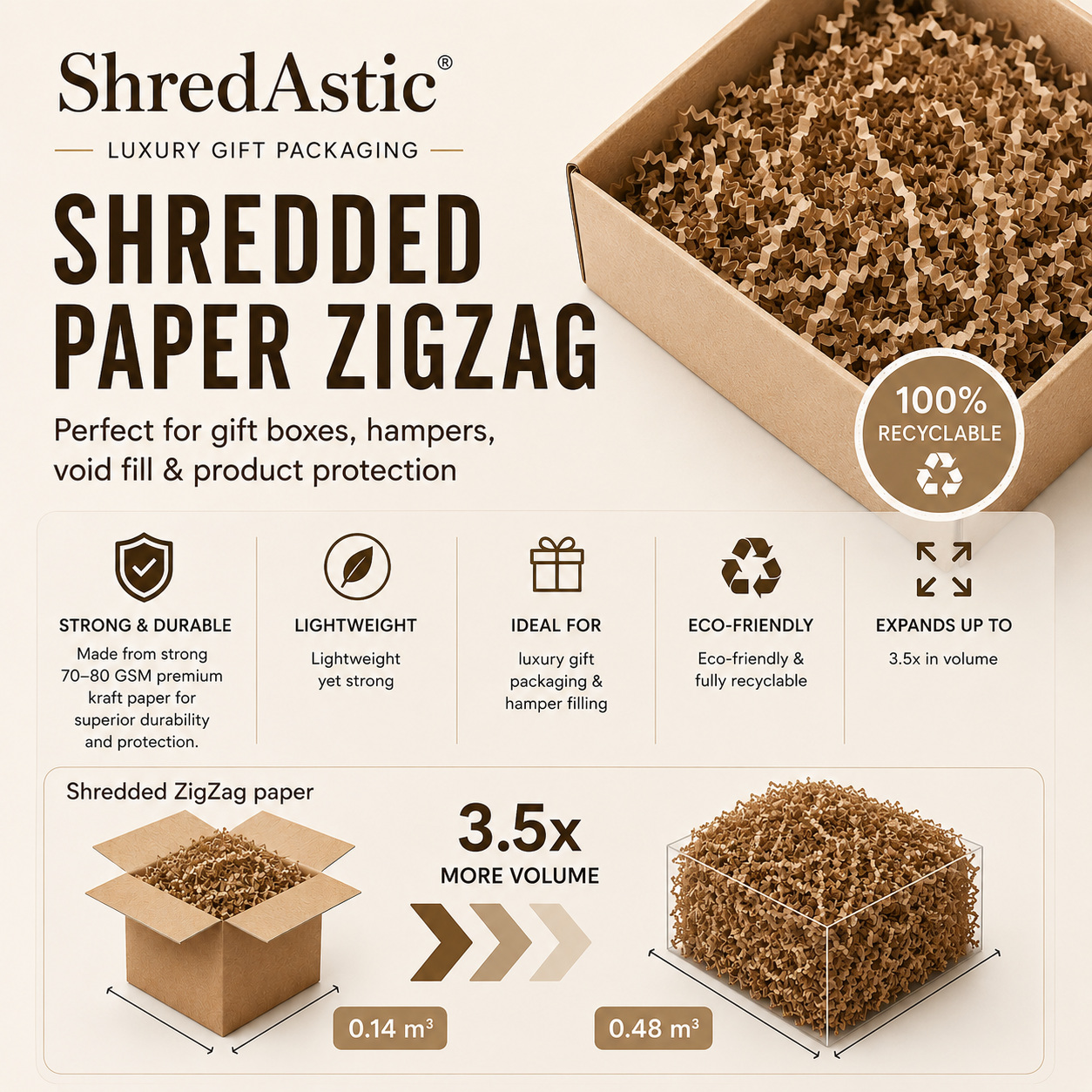 Natural Kraft ZigZag Shredded Paper
