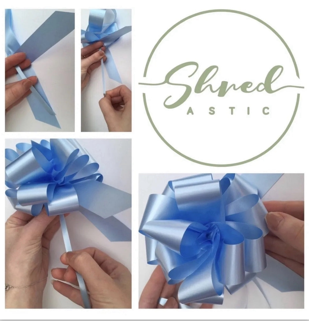 Silver Dot Cellophane & Royal Blue Pull Bow
