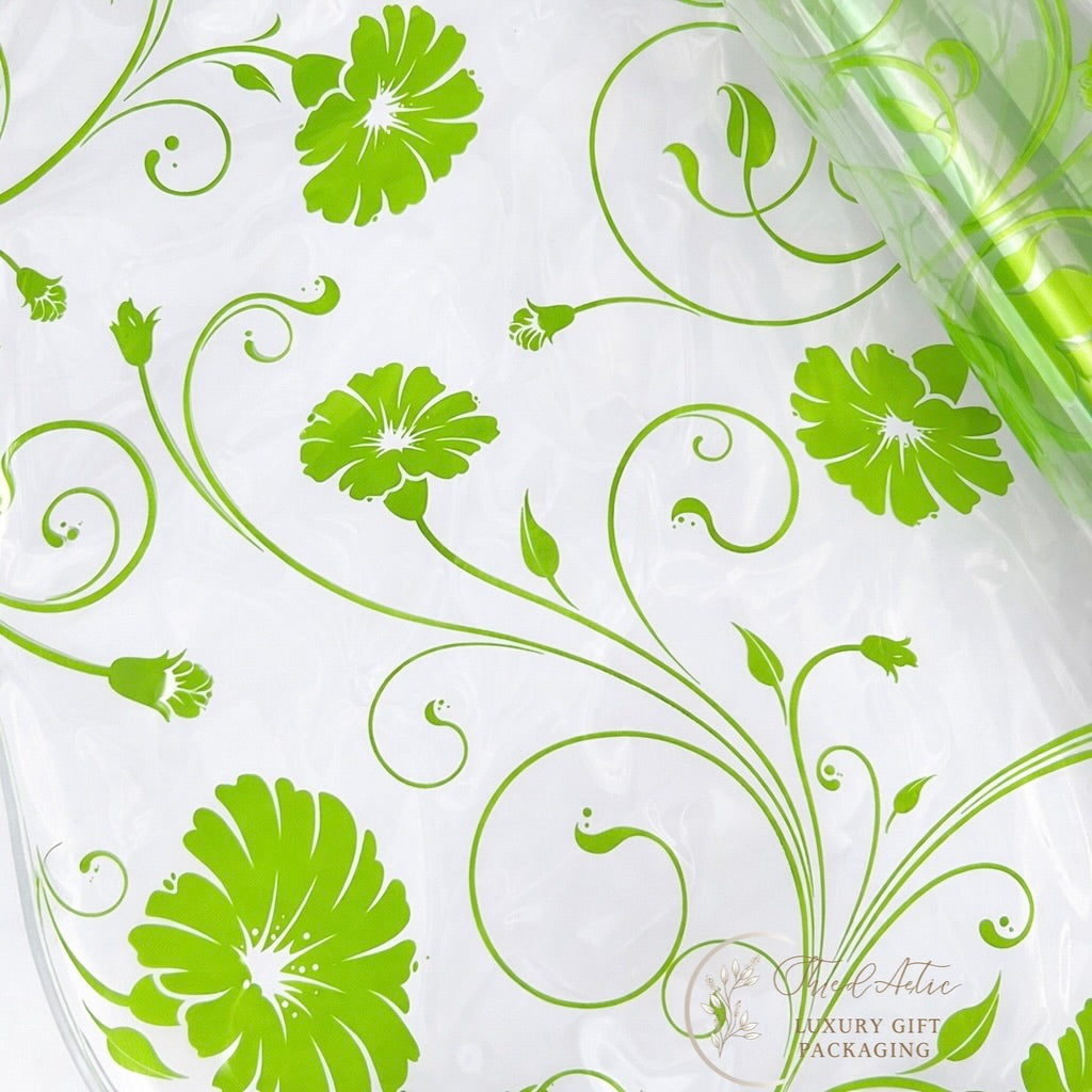 Lime Green Daisy Cellophane & Lime Green Pull Bow