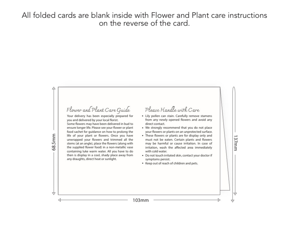 Rose & Rings - Folded Florist Card 68.5mm x 103mm