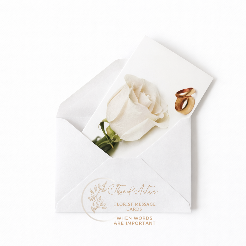 Rose & Rings - Folded Florist Card 68.5mm x 103mm