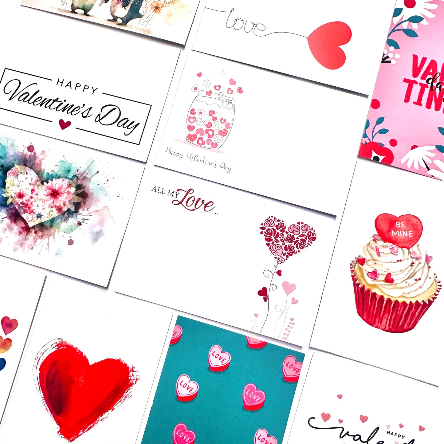 Valentine (Pack of 12 Assorted) Florist Cards 6 x 9cm