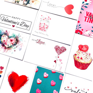 ShredAstic®️ VALENTINE Love  (Pack of 12 assorted) Florist Message Cards small 6 x 9cm