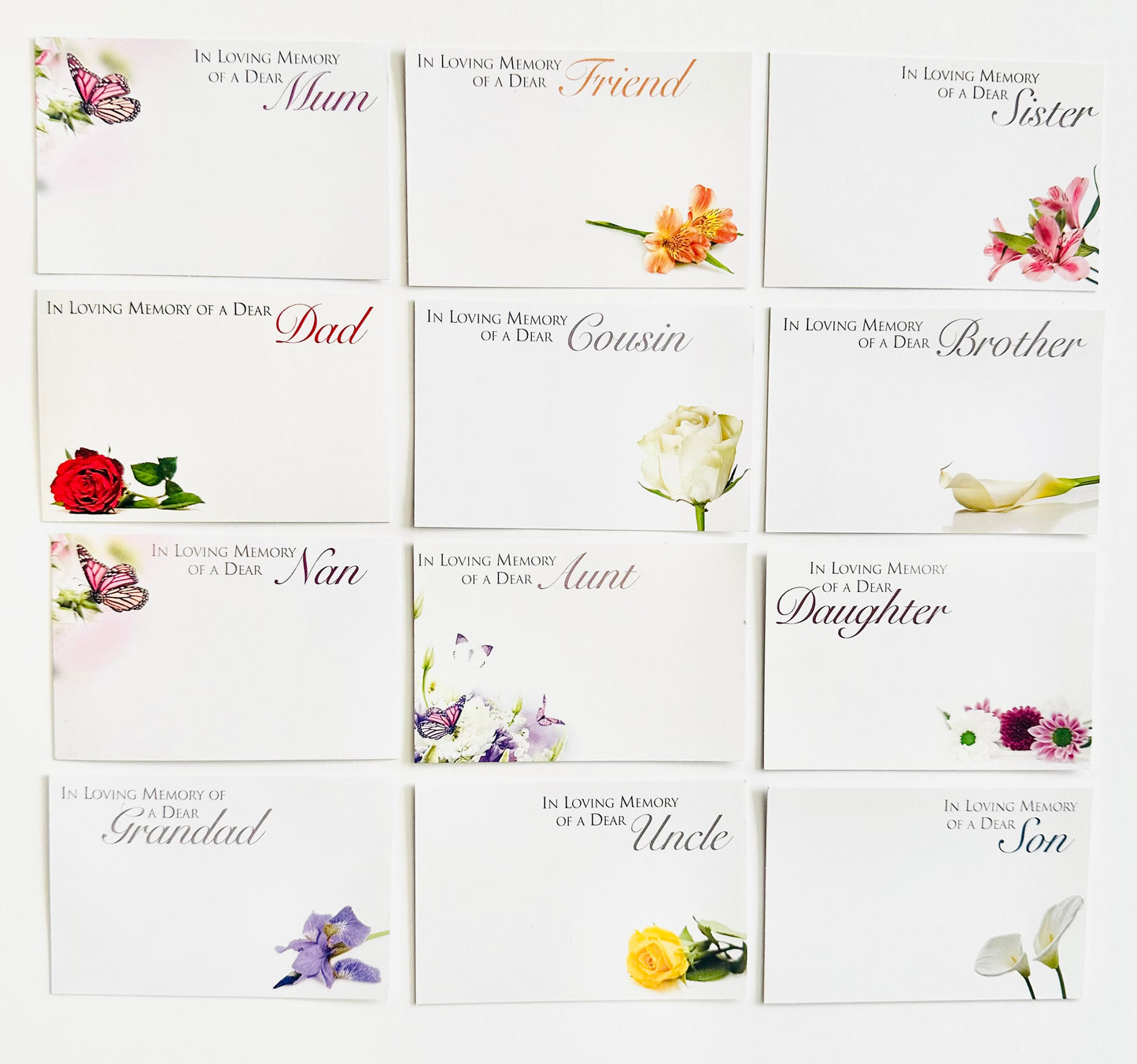Funeral (Pack of 12) Floristry Cards 6 x 9cm