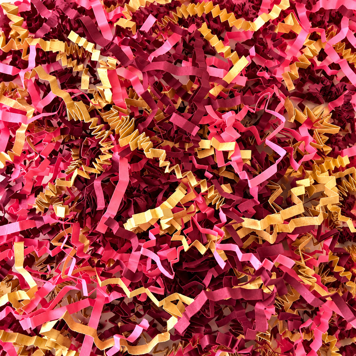 Gold Collection - Shredded Paper Burgundy,Candy Pink & gold ZigZag Crinkle Cut Mix Hamper Fill