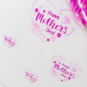 Happy Mothers Day purple / lilac heart on clear Cellophane Wrap Hampers / 3 metres curling ribbon
