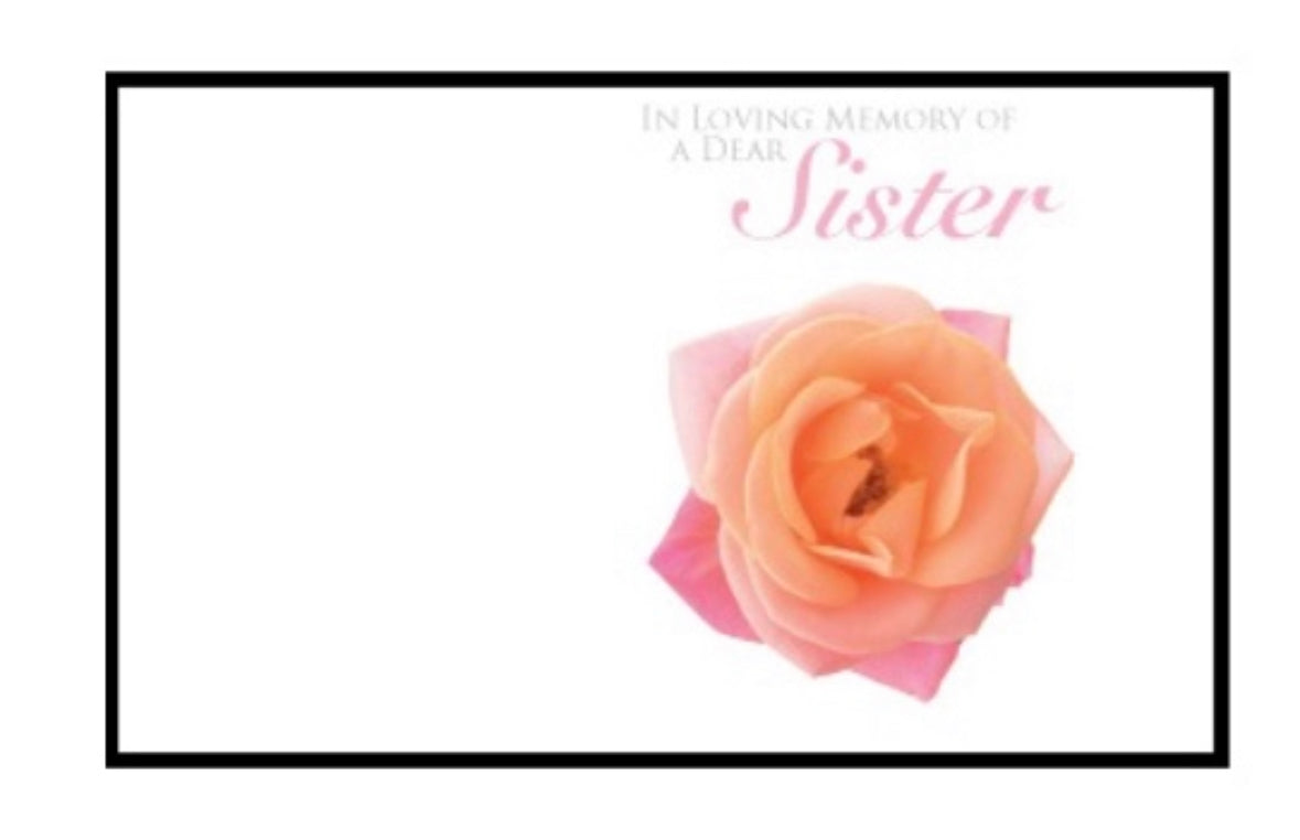 ILM of a Dear Sister Funeral  Message Card large 9 x 12 cm / cello bag