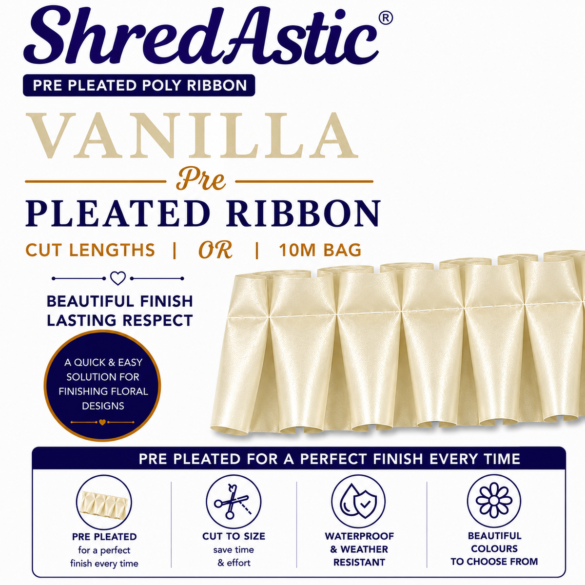 VANILLA - Pre Pleated Ribbon