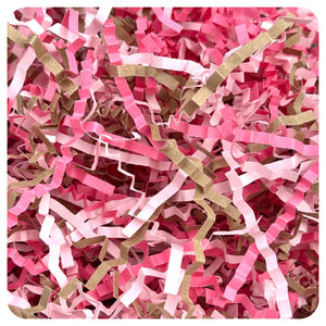 ShredAstic®️ Sweetheart25 Mix  - Candy Pink, Pale Pink & Natural Kraft  ZigZag Crinkle Paper Mix Valentines Mothers Day