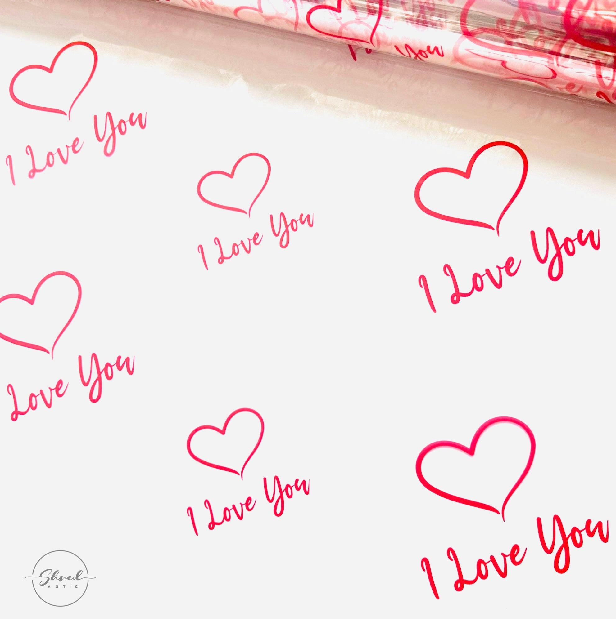 Valentines I Love You red Cellophane Wrap Hampers / 3 metres red curling ribbon