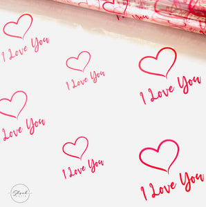Valentines I Love You red Cellophane Wrap Hampers / 3 metres red curling ribbon