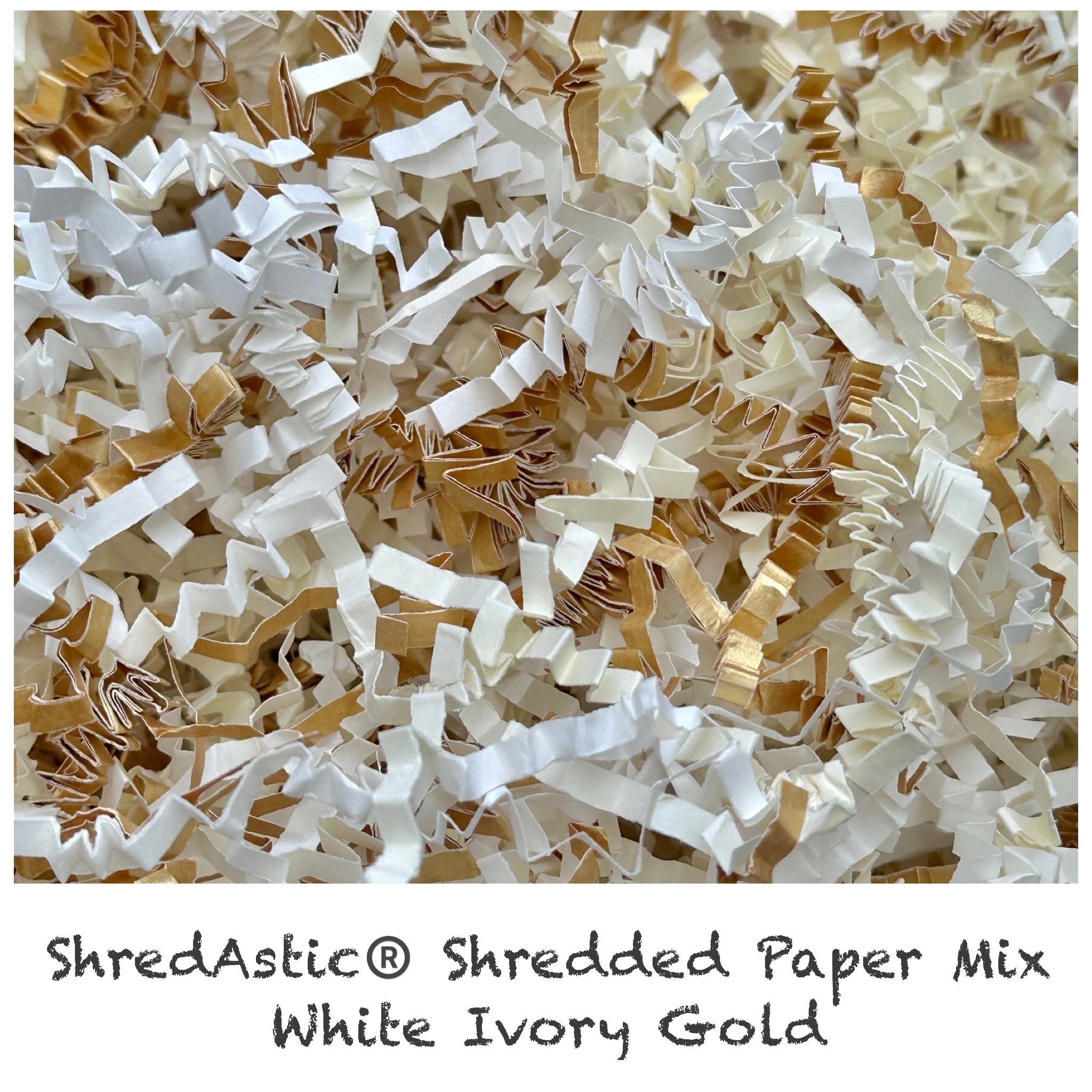 ShredAstic®️ White, Gold & Ivory ZigZag Crinkle Paper Mix