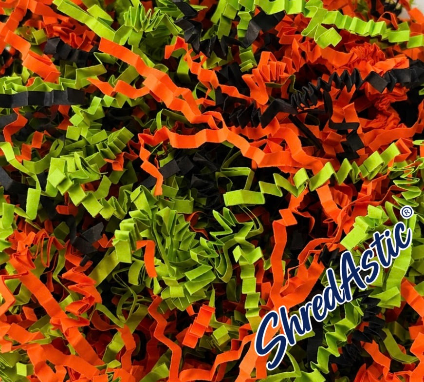 Shredded Paper Halloween  - Orange, Black Green ZigZag Mix