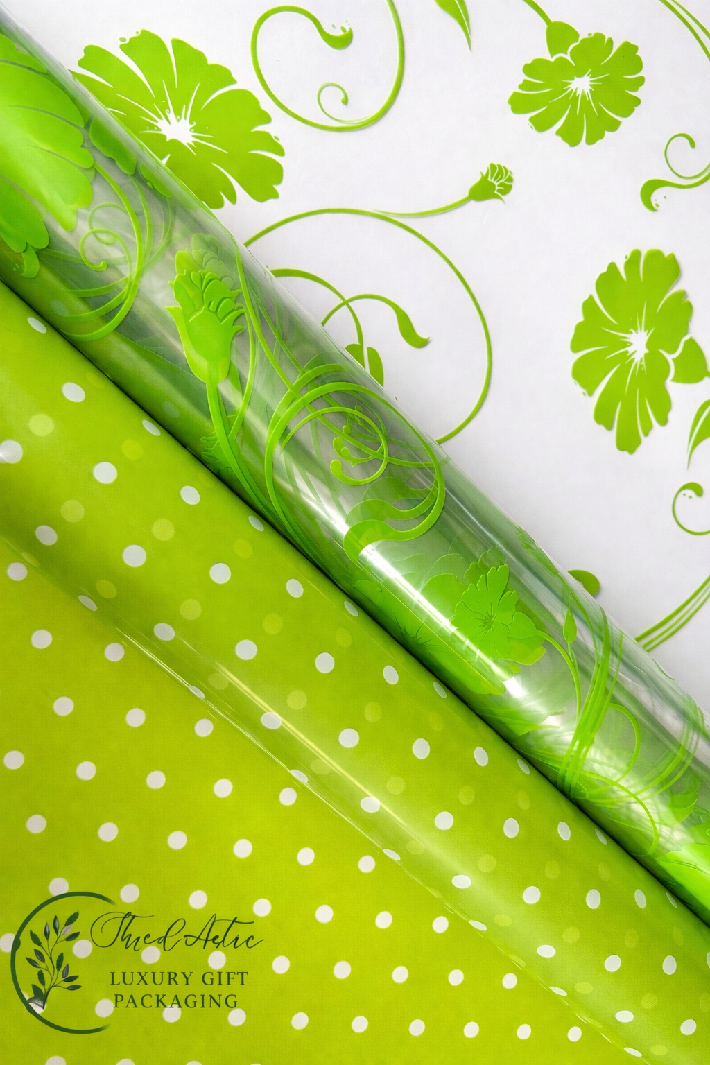 Lime Green Daisy Cellophane & Lime Green Pull Bow