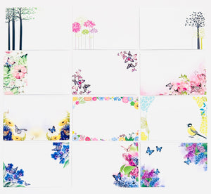 ShredAstic®️ 12 Butterfly Botanical Assorted Blank Florist Message Cards 6x9cm