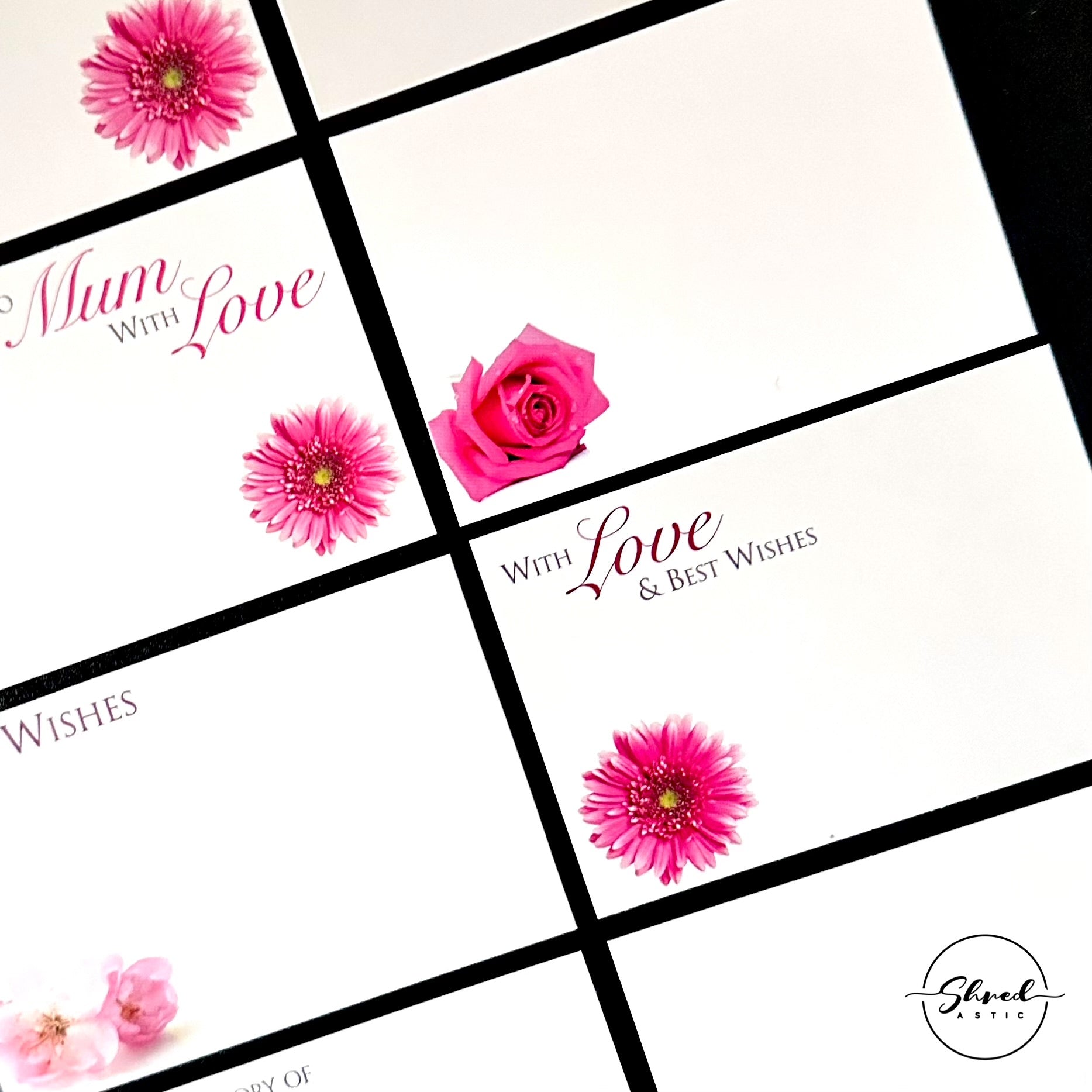 ShredAstic®️ flower Message Cards friend Mum small 6 x 9cm