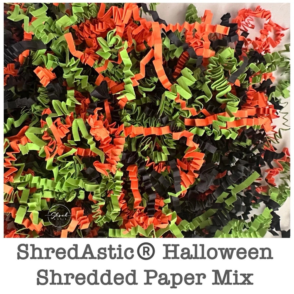 ShredAstic®️ Halloween Shredded Paper Mix Orange/Green/Black for Gift Packaging