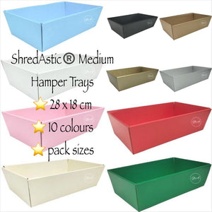 White Hamper Tray cardboard 28 x 18cm medium 10 colour choice / pack sizes