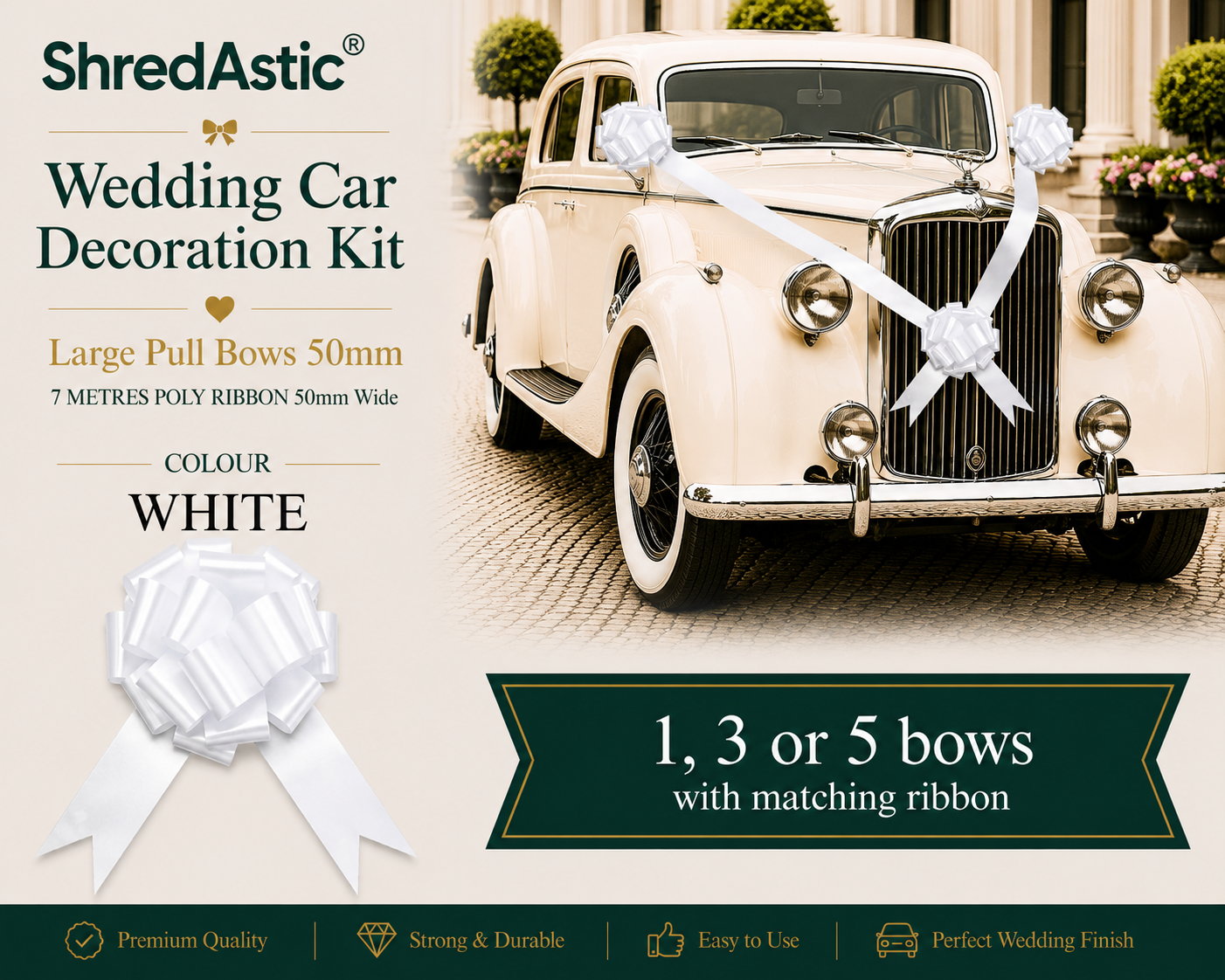 White - Wedding Car Decoration Kit