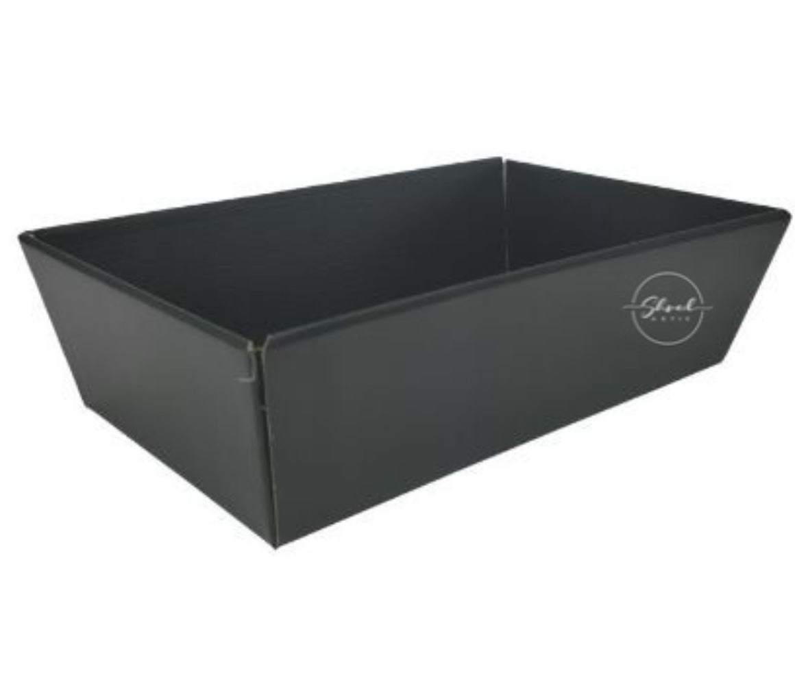 BLACK Hamper Tray cardboard 28 x 18cm medium 10 colour choice / pack sizes