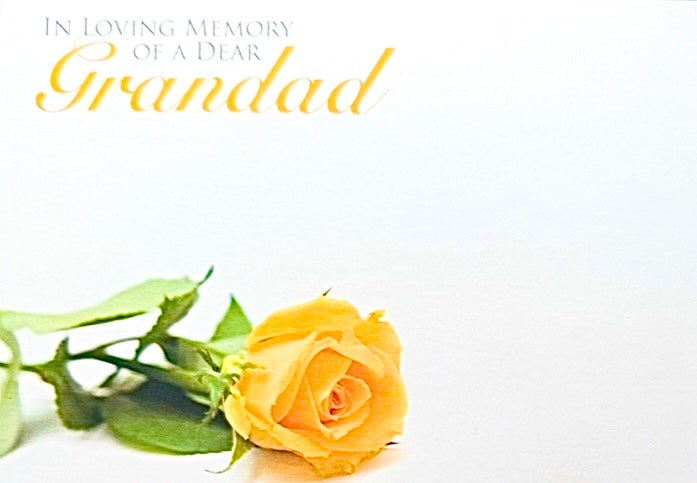 GRANDAD In Loving Memory Funeral Message Card large 9 x 12 cm / cello envelope / holder options