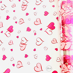 Mothers Day Valentines HEART pink cerise on clear Cellophane Wrap Hampers / 3 metres curling ribbon