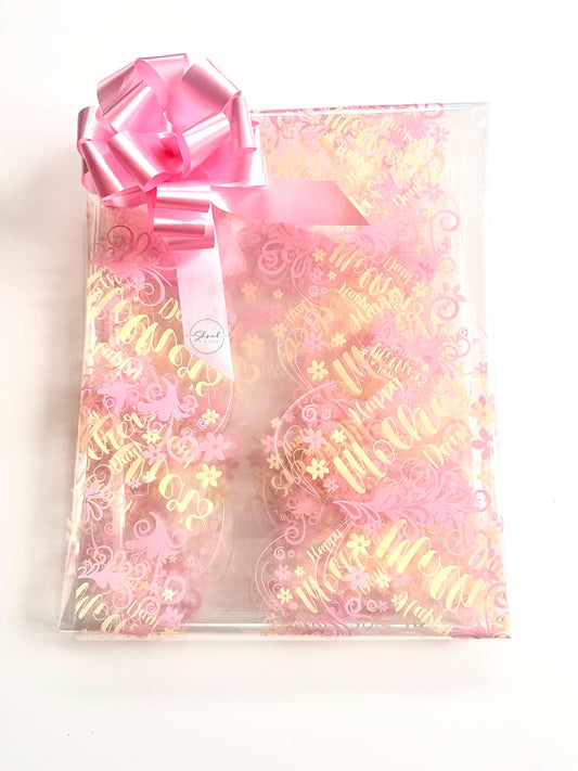 Pink & Cream - Mothers Day Cellophane & Pink Pull Bow
