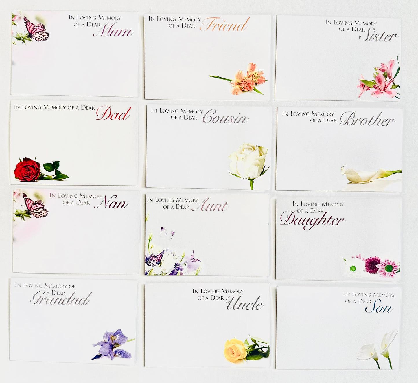 Funeral (Pack of 12) Floristry Cards 6 x 9cm