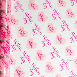 Best Mum Happy Mothers Day cerise/pink  on clear Cellophane Wrap Hampers / 3 metres curling ribbon
