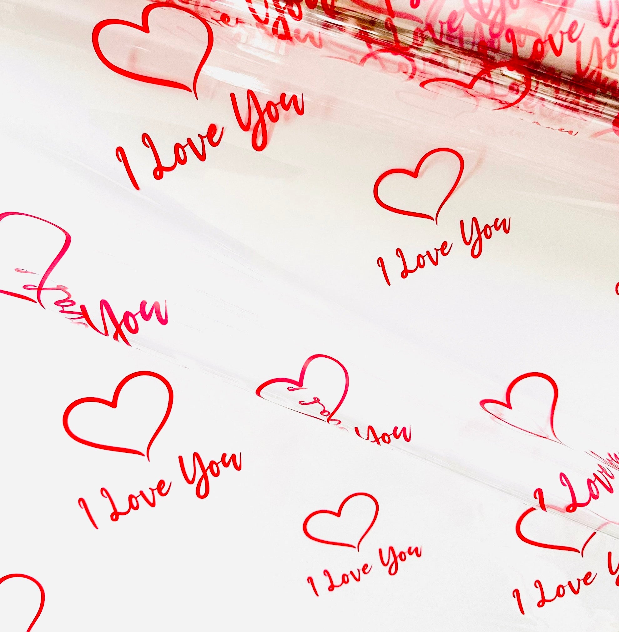 Valentines I Love You red Cellophane Wrap Hampers / 3 metres red curling ribbon