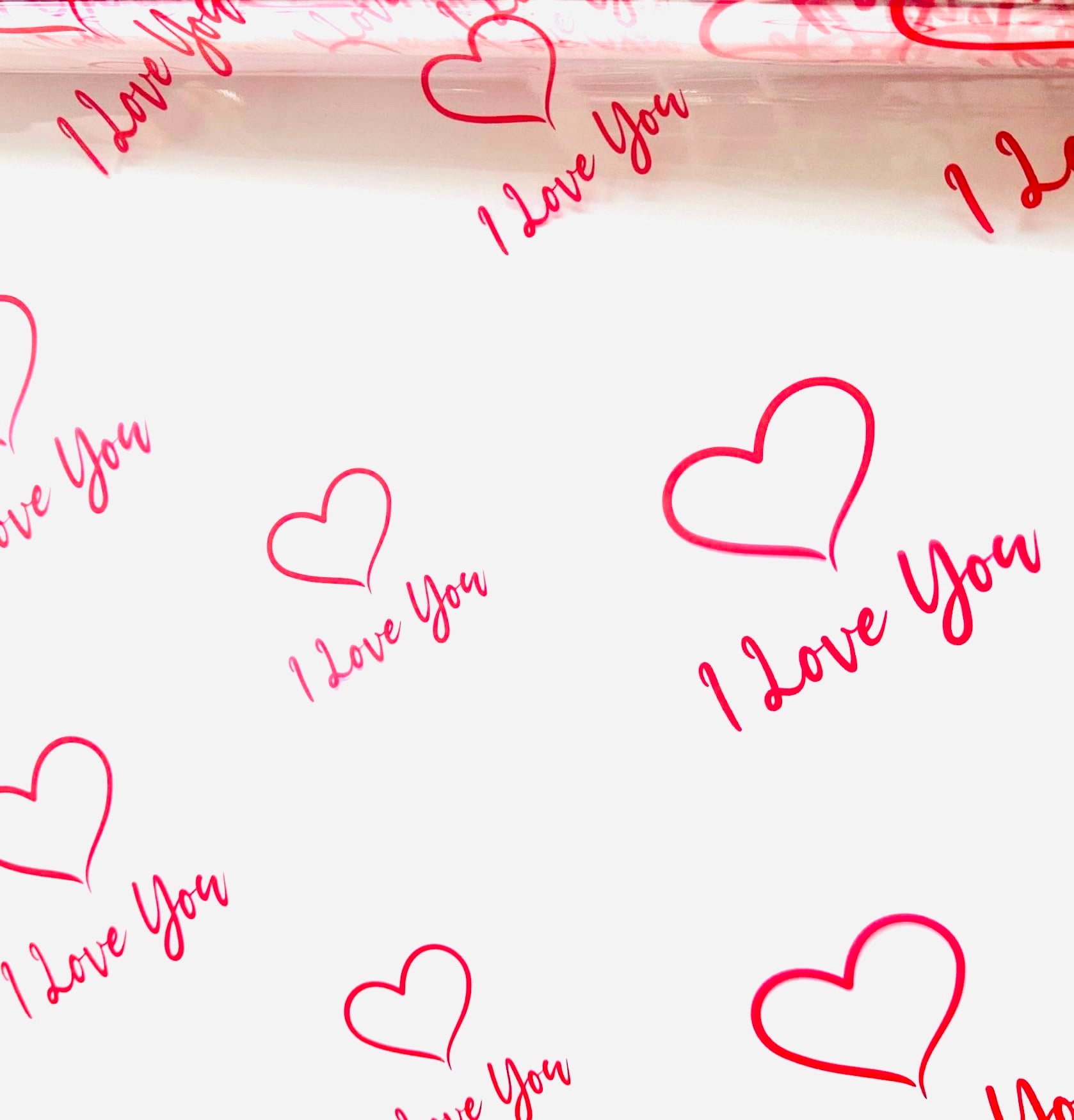 Valentines I Love You red Cellophane Wrap Hampers / 3 metres red curling ribbon