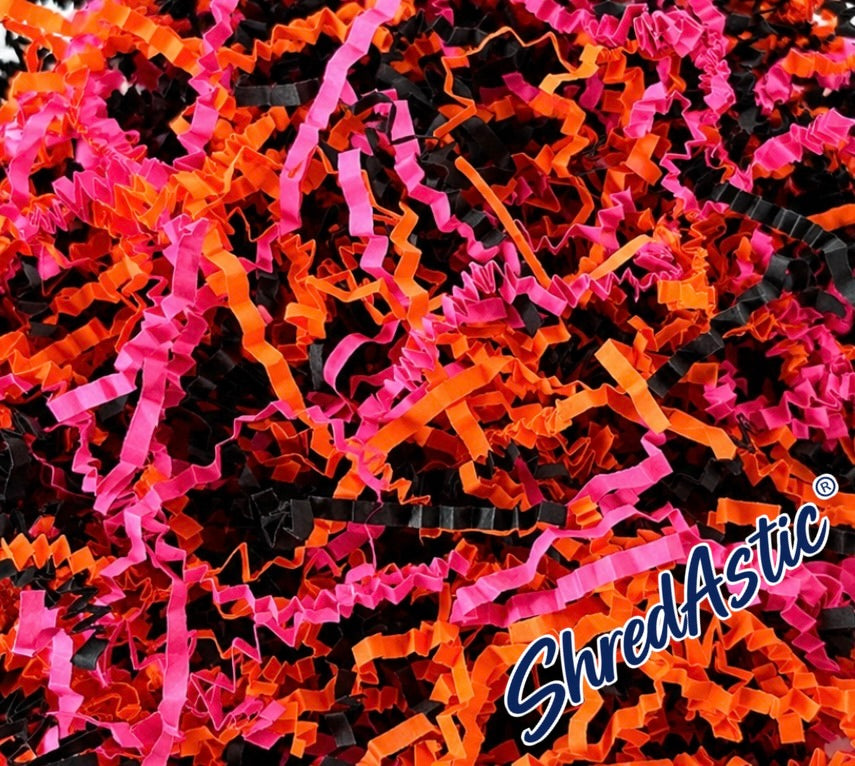 Shredded Paper Halloween  - Orange, Black Cerise Pink ZigZag Mix