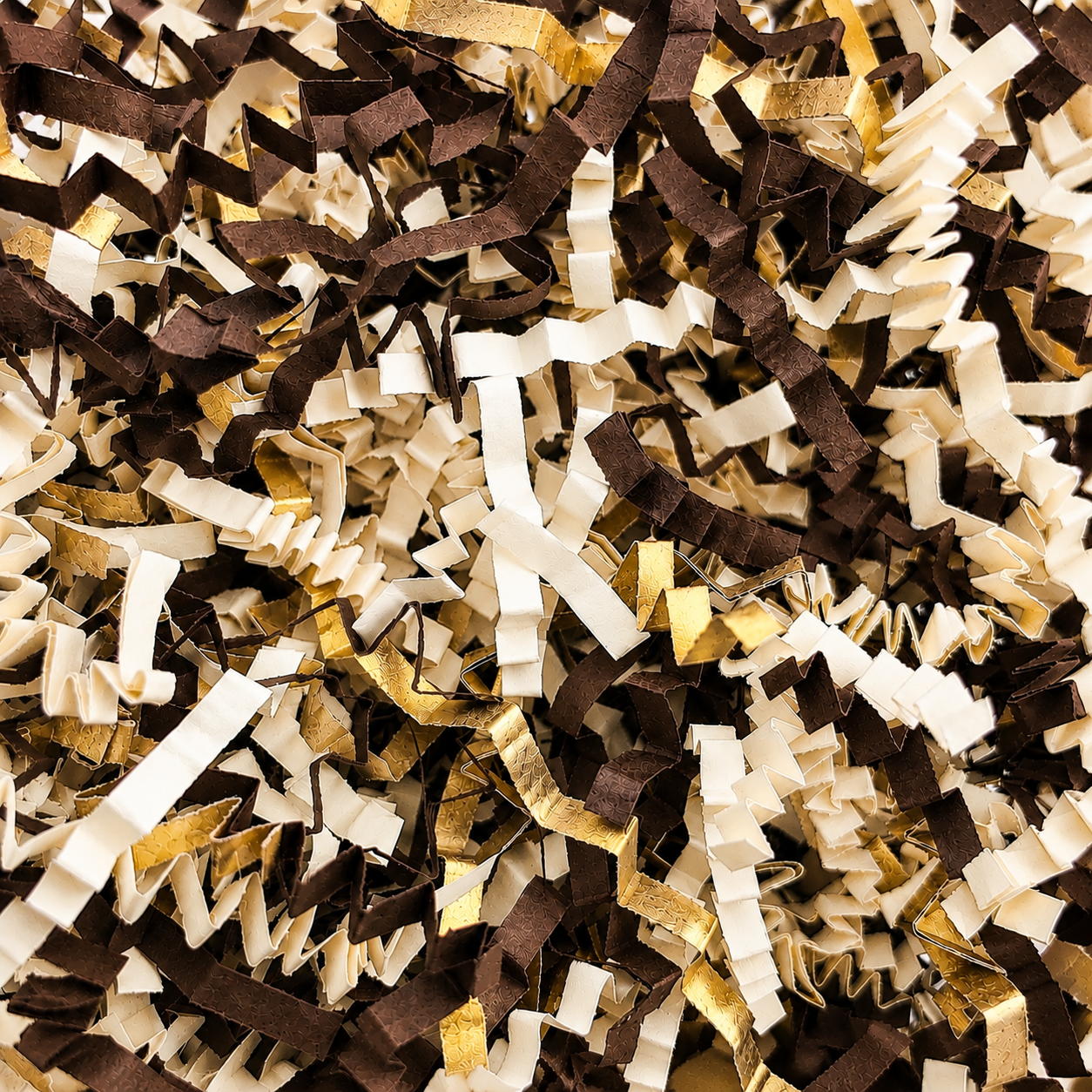 Brown, Ivory & Gold ZigZag Shredded Paper Mix