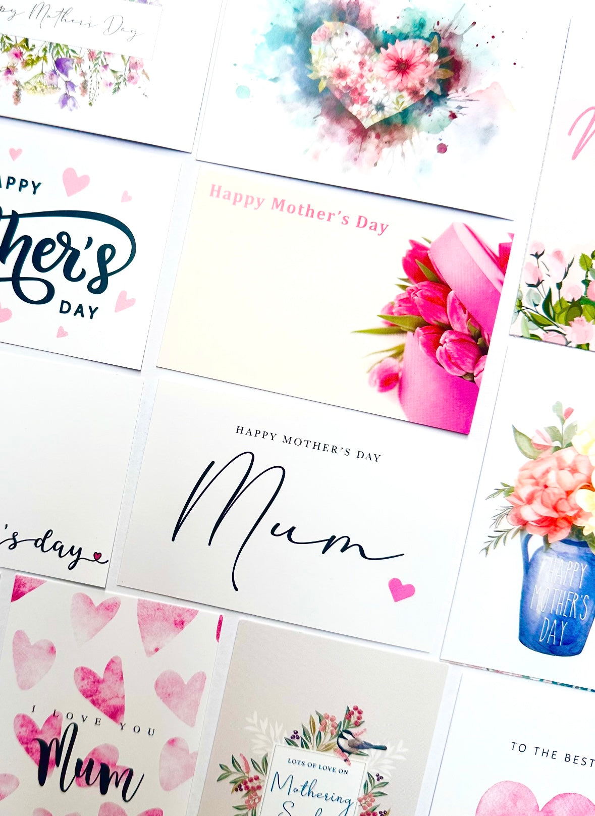 ShredAstic®️ MOTHERS DAY (Pack of 12 assorted) Florist flower Message Cards Mothering Sunday Mum small 6 x 9cm