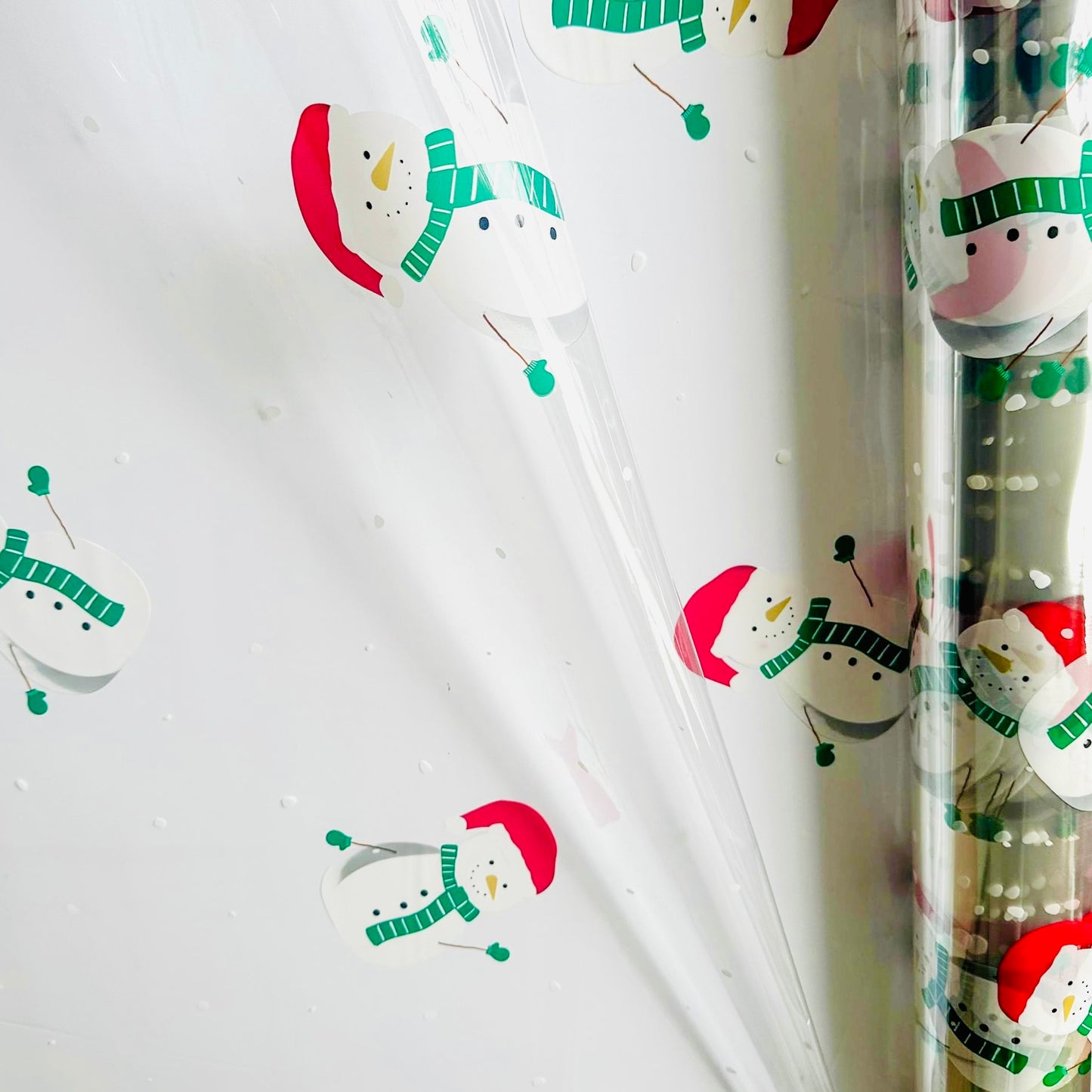 Snowman Christmas Cellophane & Emerald Green Pull Bow