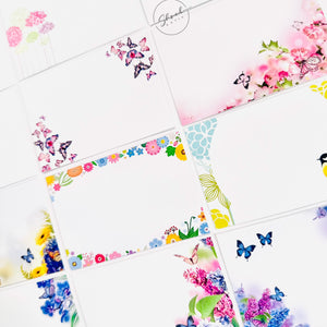 ShredAstic®️ 12 Butterfly Botanical Assorted Blank Florist Message Cards 6x9cm