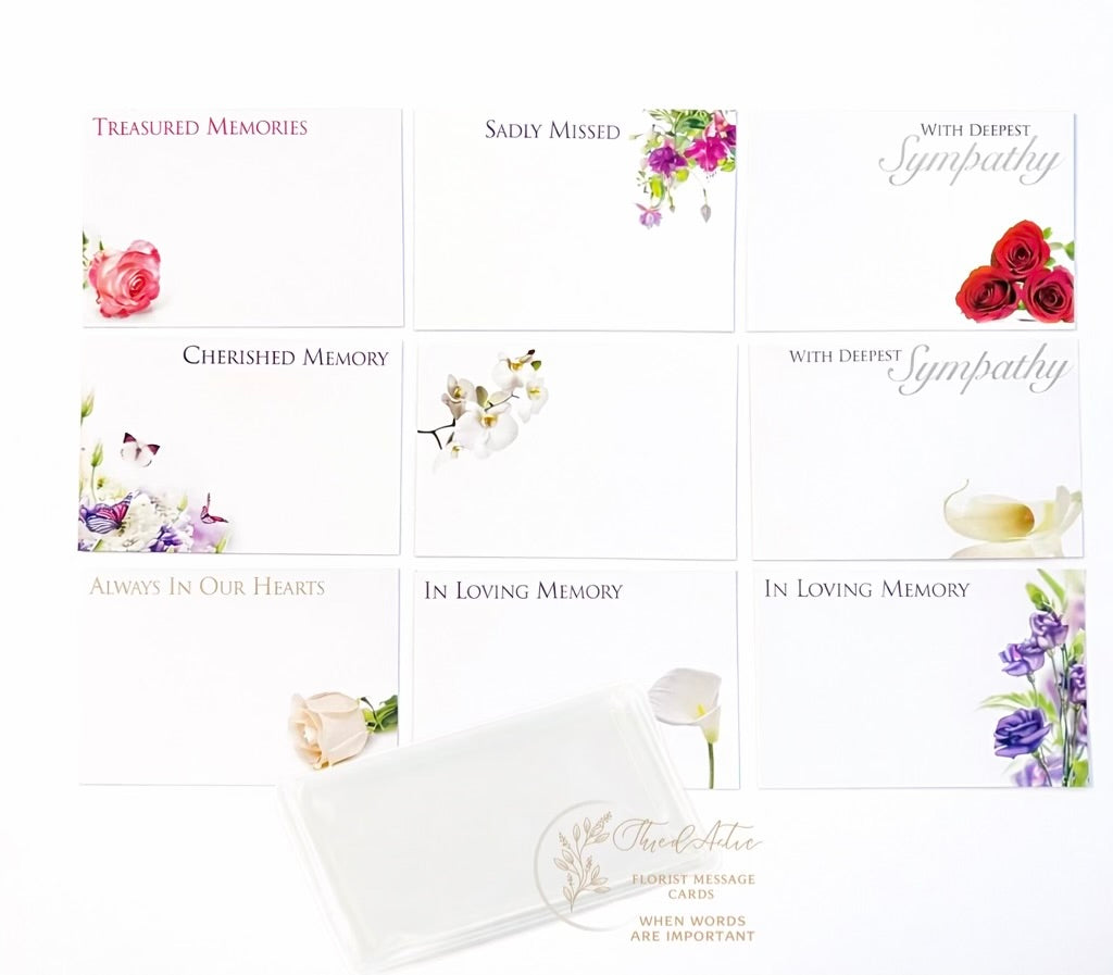 K Set (Pack of 9) Funeral Cards 6 x 9cm