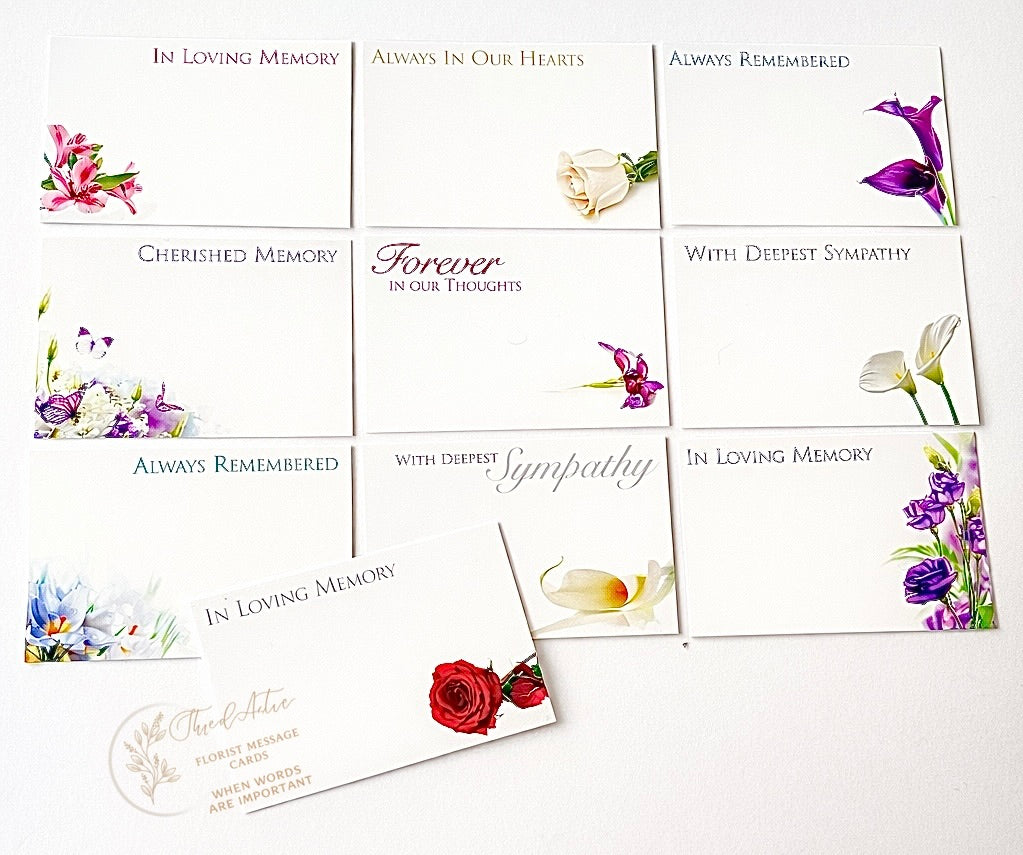 Funeral (Pack of 10 Assorted) Floral Cards 6 x 9cm