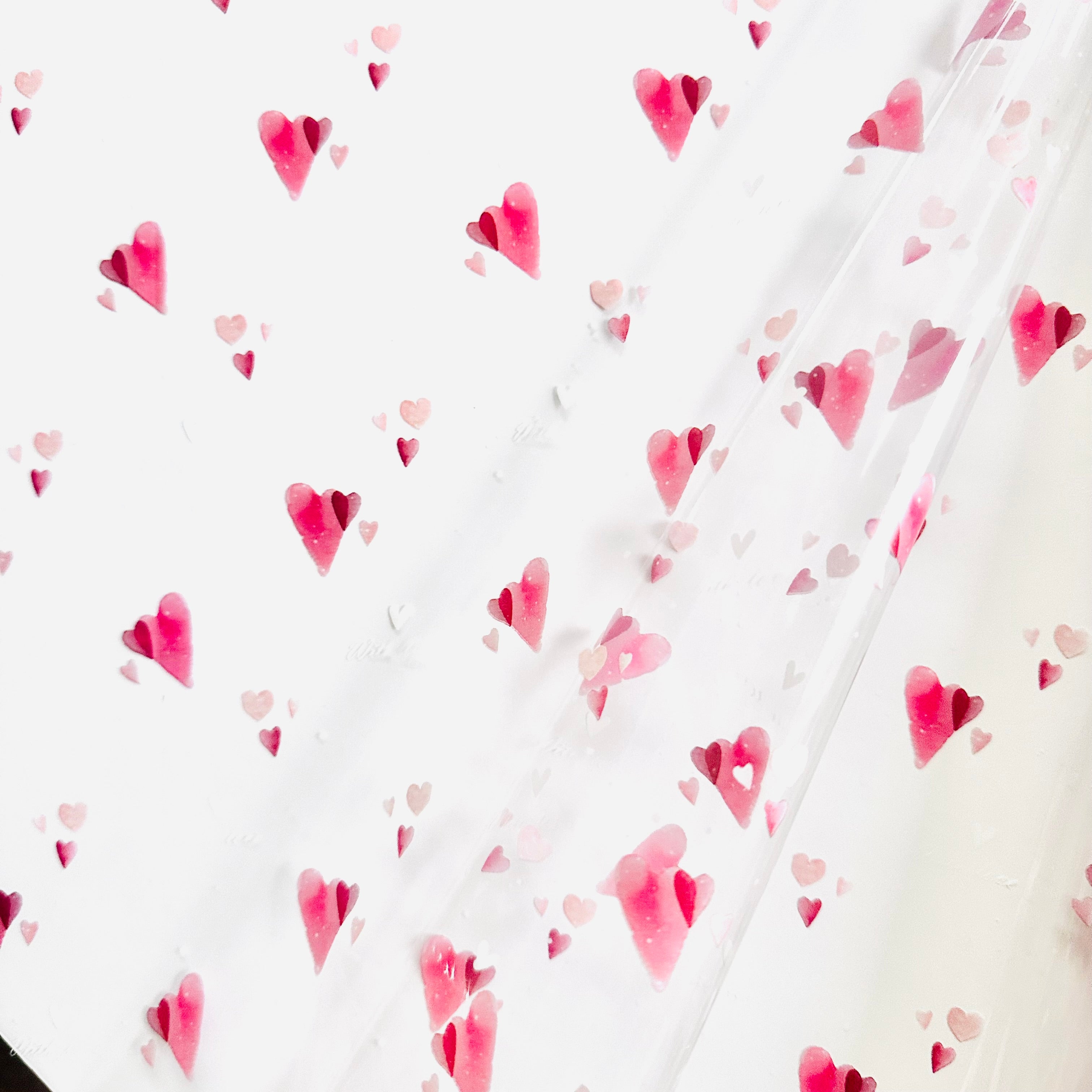 ‘With Love’ white script Heart Mothers Day Valentine Cellophane Wrap Hampers / 3 metres curling ribbon