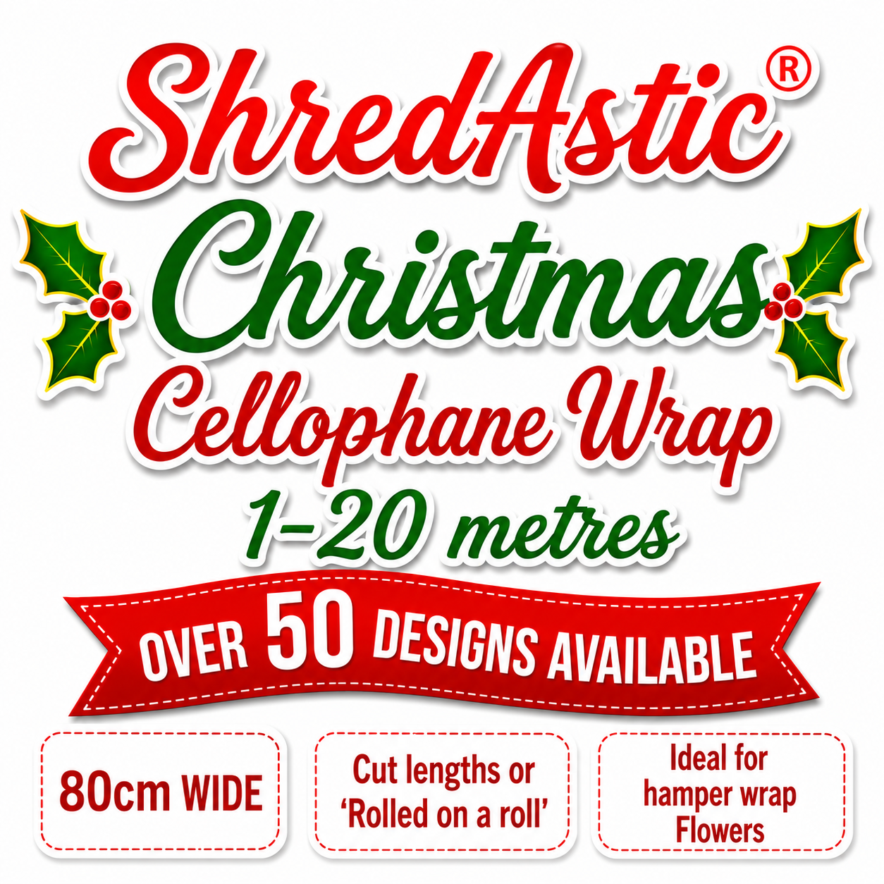 CHRISTMAS Bauble Gold Florist Cellophane Film Wrap Hampers Gift Packaging