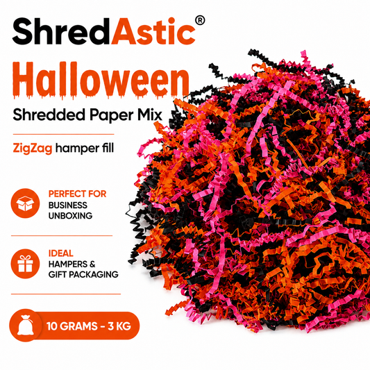 Shredded Paper Halloween  - Orange, Black Cerise Pink ZigZag Mix