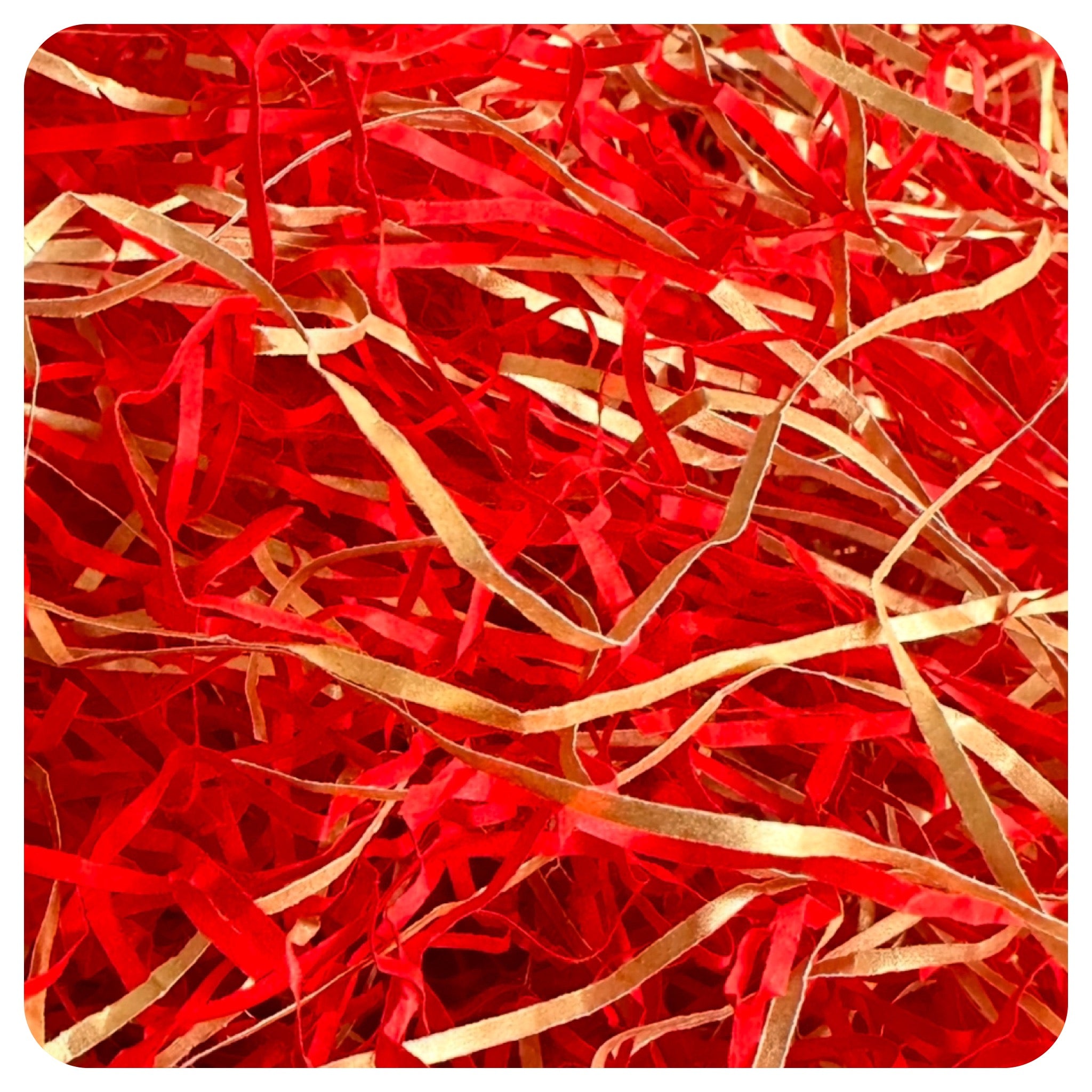 ShredAstic®️ Gold & Red straight cut shredded paper mix