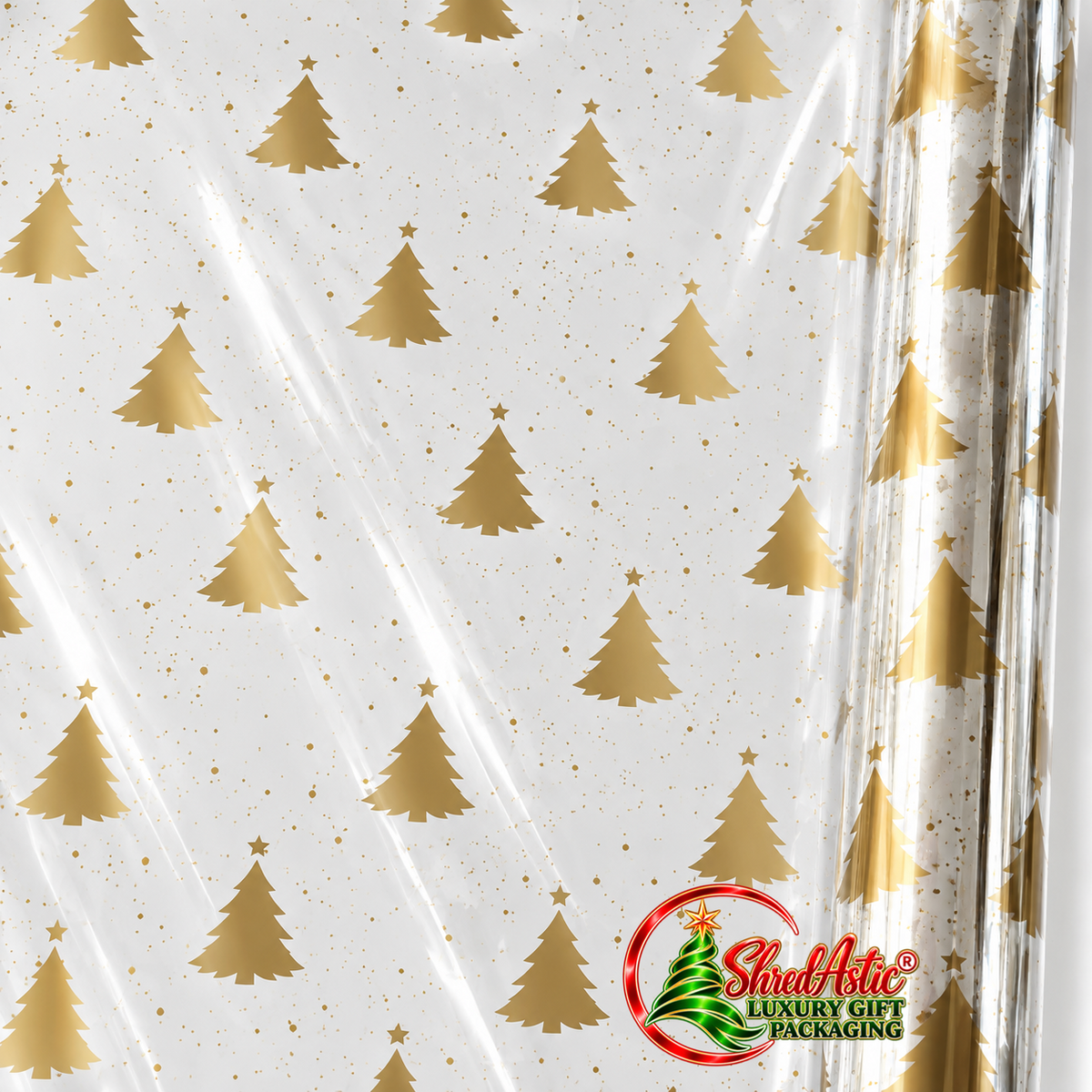 CHRISTMAS Tree Gold Florist Cellophane Film Wrap Hampers Gift Packaging