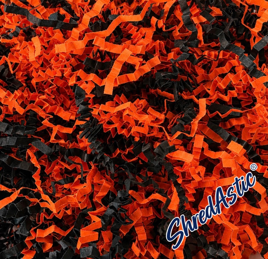 Shredded Paper Halloween  - Orange, Black ZigZag Mix