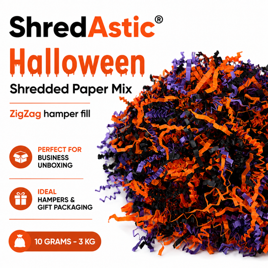 Shredded Paper Halloween  - Orange, Black Lilac/Purple ZigZag Mix