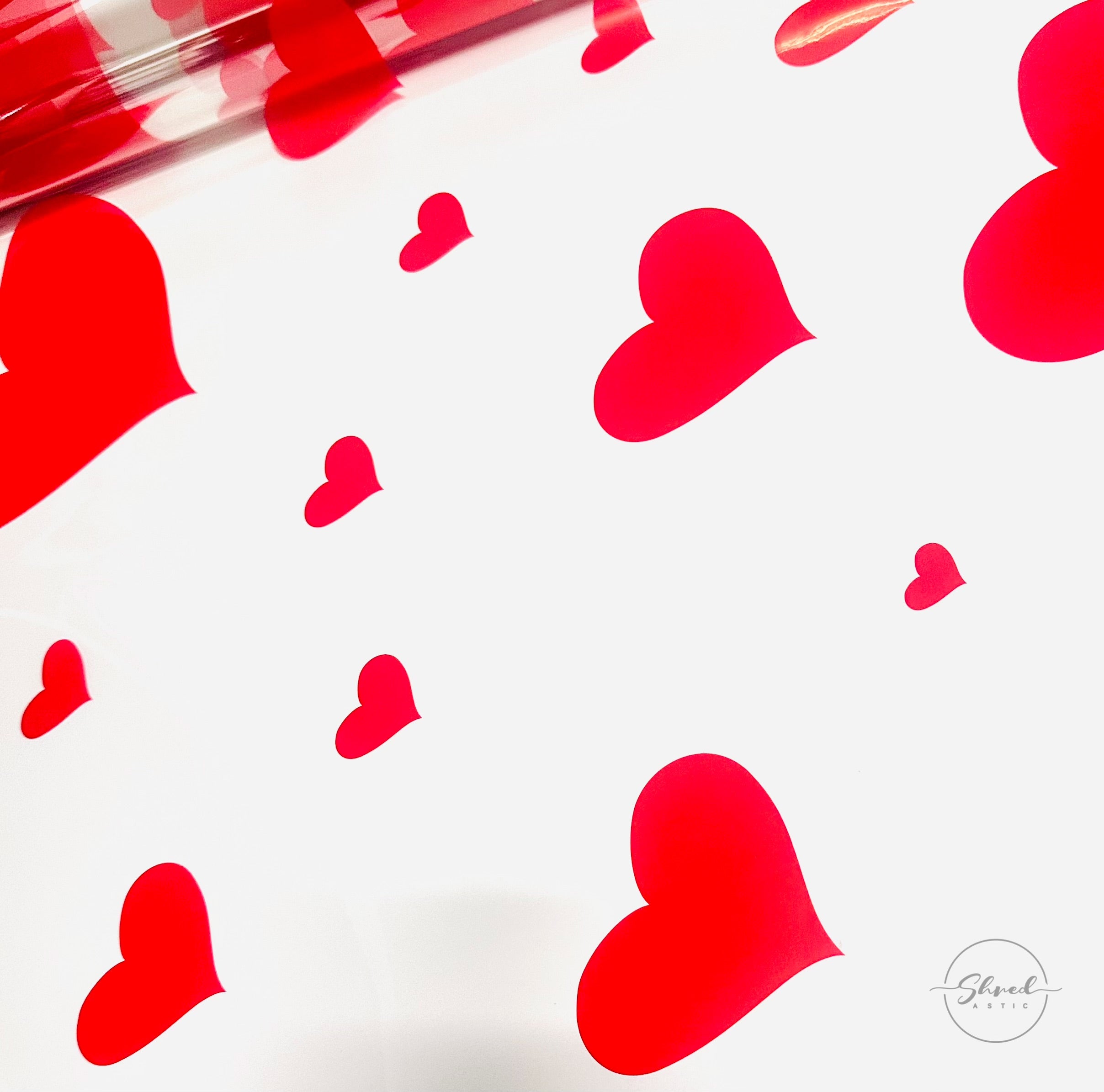 Valentines HEART red script Cellophane Wrap Hampers / 3 metres red curling ribbon